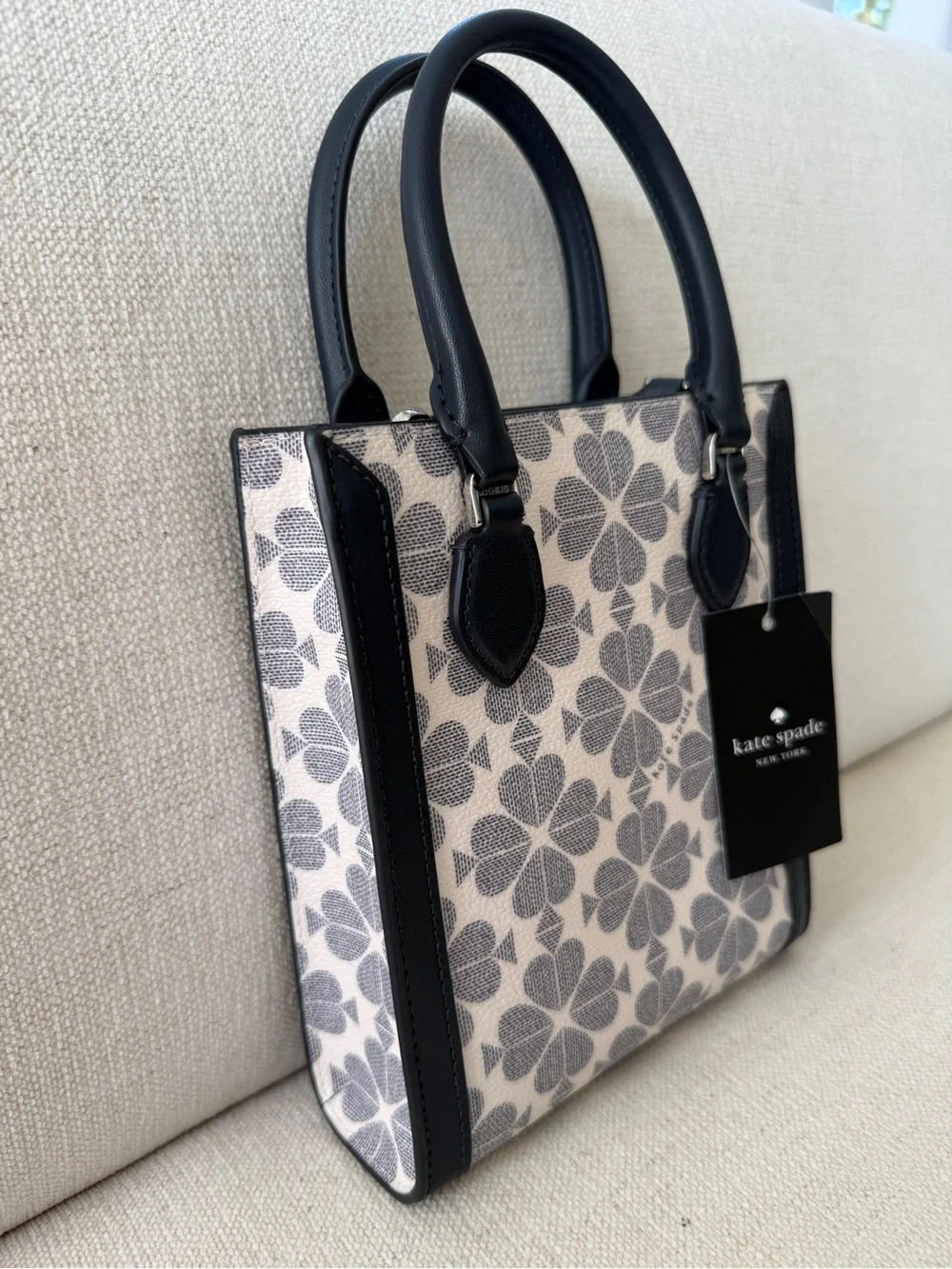 NWT Kate Spade New York Signature Spade Flower Navy Mini Tote Crossbody Bag